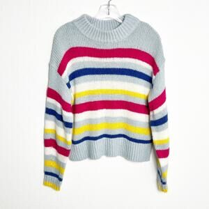 REBECCA MINKOFF BRITTANY STRIPE MOCK NECK MULTICOLOR WOMEN SWEATER SIZE SMALL
